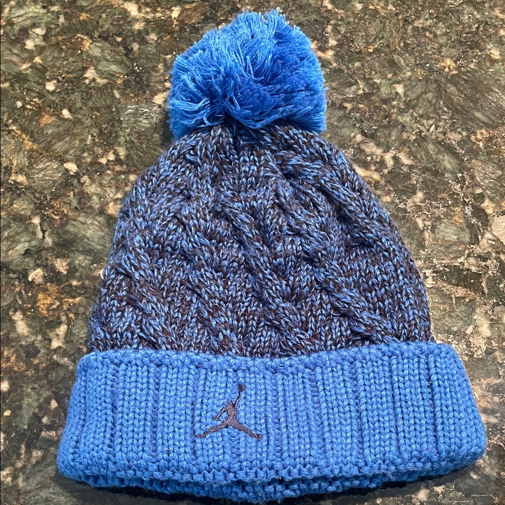 Jordan Blue Knit Beanie with Pom-Pom